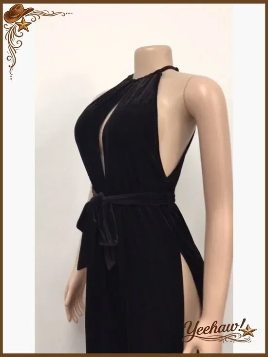 Stretchy Velvet Jumpsuit for Party Club Night Bodycon Fit - Picture 5 of 5